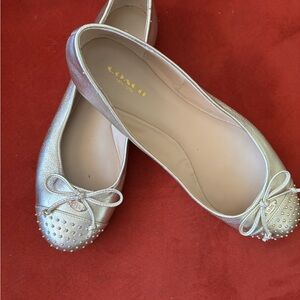 Coach gold Ballet Flats with Bow Detail NWOT